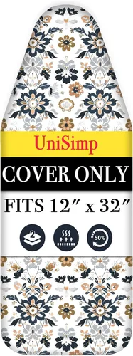 Vista 44 de UniSimp Funda y almohadilla para tabla de planchar de 15 x 54 pulgadas, algodón natural extra grueso, acolchado resistente a las manchas y a