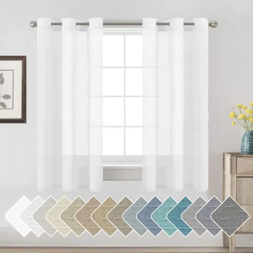 Vista 85 de H.VERSAILTEX Cortinas de lino de mezcla natural para sala de estar/cortinas de lino semitransparentes reductoras de luz de 54 pulgadas de largo