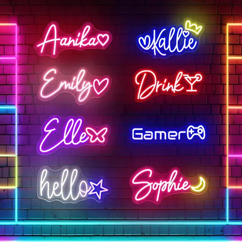 Vista 6 de Letrero de neón personalizado para decoración de pared, luces LED de neón Color personalizable
