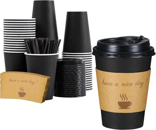 Vista 9 de Lamosi Paquete de 100 tazas de café de 10 onzas, vasos de papel desechables