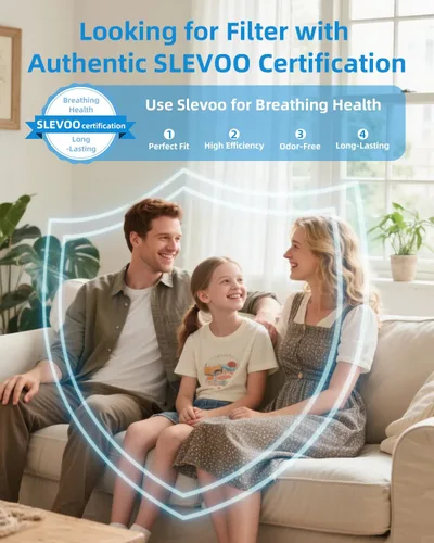 Vista 8 de Purificador de aire Slevoo para dormitorio hasta 1015 pies², alergias y pelo de mascotas, filtro 3-en-1 con purificador de aire HEPA, modo de sueño