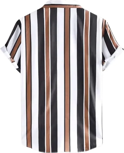 Vista 2 de Floerns - Camisas a rayas para hombre casuales de manga corta con botones