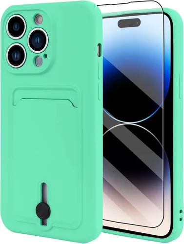 Vista 66 de MZELQ Cartera de TPU Compatible con Funda iPhone 12, Portarjetas Protección de Cámara Cubierta + Protector de Pantalla, Ranura Empujable para Niñas
