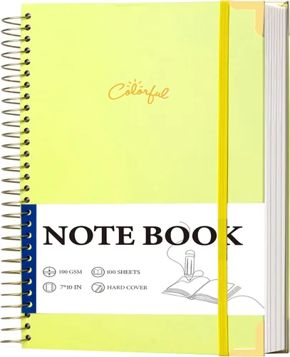 Vista 8 de Yoment Cuaderno de espiral B5 con bolsillos para carpeta, 200 páginas de tapa dura, diario de rayas universitarias, papel grueso de 3.53 oz/m²