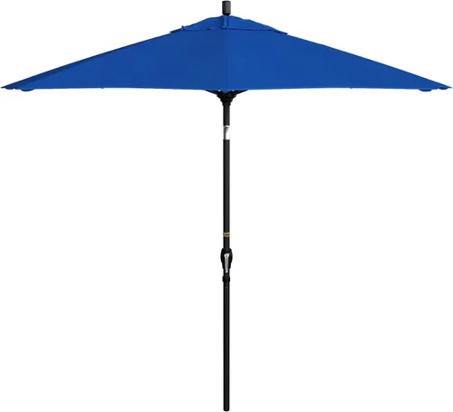Vista 7 de California Umbrella Paraguas redondo de aluminio de 9 pies, manivela elevadora, botón de inclinación, poste negro, olefina beige antiguo