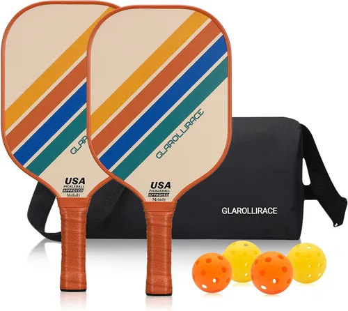 Vista 15 de Juego de 2 palas de pickleball 4 raquetas de pickleball, juego de pickleball aprobado por USAPA, superficie de fibra de vidrio fibra de carbono