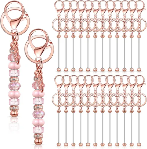 Vista 11 de Tondiamo 24 piezas de barras de llavero con cuentas a granel para kit de fabricación de llaveros, regalos para mujeres y hombres, manualidades DIY