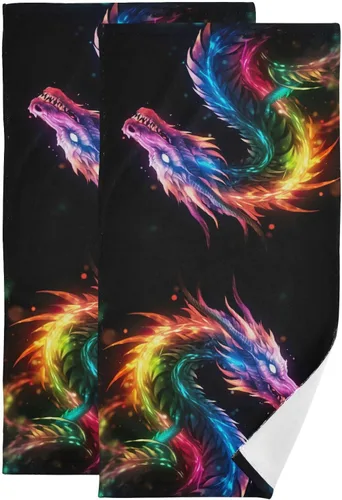 Vista 43 de Juego de 2 toallas de baño de color morado, remolques de mano de lobo, toallas de baño, toallas suaves y absorbentes para baño, cocina, gimnasio