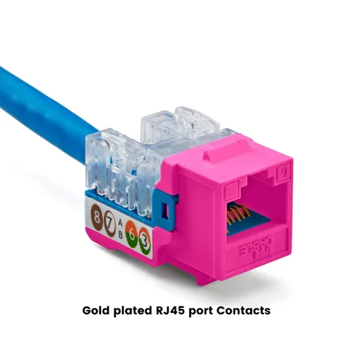 Vista 47 de TRUE CABLE Conector Keystone Cat5e, sin blindaje (UTP), perforado de 90 grados, PoE++ (4PPoE) 100W, certificación UL, verificado ETL, certificado