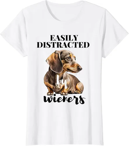 Vista 18 de Easy Distracted By Wieners Dachshund - Camiseta divertida para perro Weiner, Azul