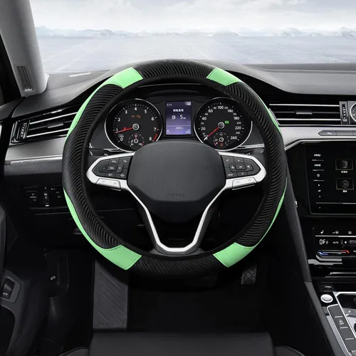 Vista 13 de Funda para Volante de Automóvil, Protector de Volante, Universal 14.5-15 Pulgadas Cuero de Microfibra Transpirable Fundas para Volante de Auto