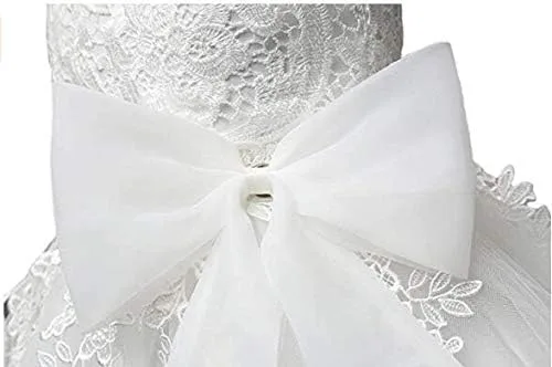 Vista 5 de Mallimoda Vestido de novia de princesa de tul de encaje para niña pequeña y bebé
