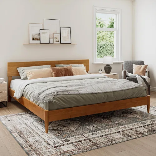 Vista 23 de AFI, Aria - Cama de plataforma moderna de perfil bajo de madera maciza, tamaño individual, color espresso