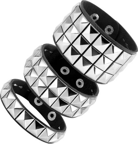 Vista 10 de Pulsera con tachuelas, Spike Punk Goth Punk de cuero para mujeres y hombres