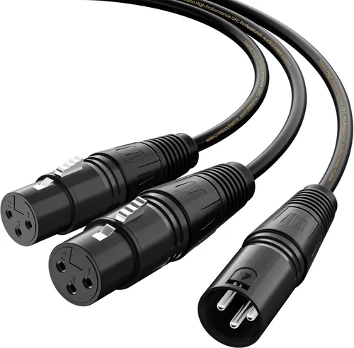 Vista 8 de Tisino Cable XLR Y-Splitter Cable hembra doble XLR a macho de micrófono combinador Y cable de conexión de adaptador de micrófono equilibrado
