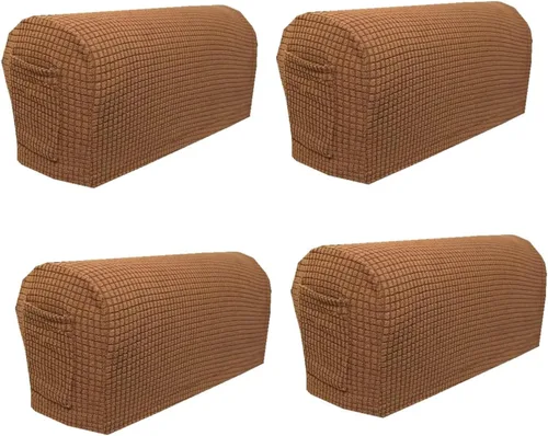 Vista 14 de Juego de 4 fundas elásticas para brazos de sofá, con bolsillo, fundas extraíbles antideslizantes para reposabrazos para sillón reclinable