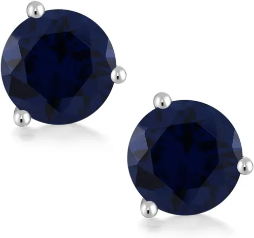 Vista 65 de Gem Stone King Aretes de oro de 14 quilates, 0.236 in, piedra natal redonda, Martini, 3 puntas, aretes de oro para mujer
