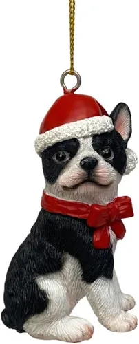 Vista 10 de Yuletide Designs Figura de perro adornos de Navidad con sombreros de Papá Noel