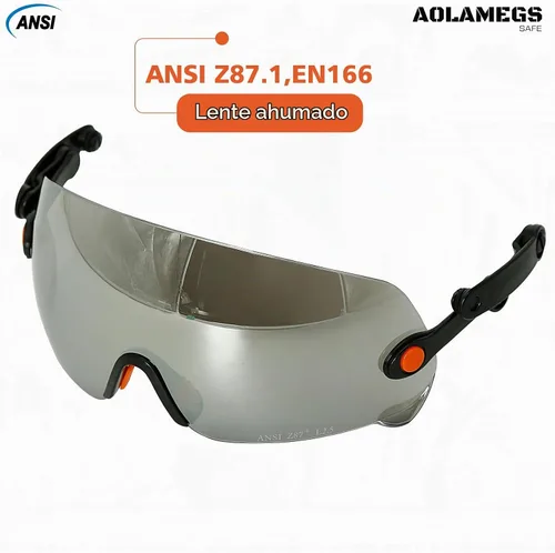 Vista 2 de Anteojos de seguridad ANSI Z87, accesorios de visera de casco duro de construcción OSHA, protector de ojos transparente y tintado integrado