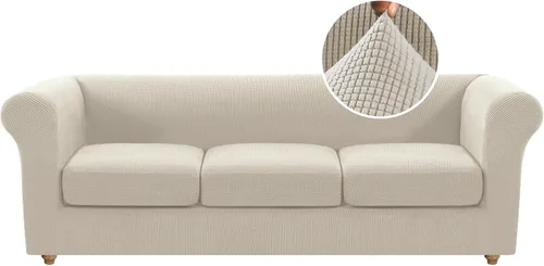 Vista 16 de H.VERSAILTEX Funda elástica para sofá de 3 piezas, fundas tradicionales Chesterfield para sofá de dos plazas de 2 cojines, antideslizante, funda