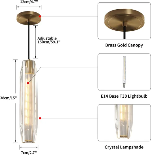 Vista 2 de KCO Iluminación moderna de cristal colgante de luces colgante de isla de cocina de oro lámpara colgante de vidrio de burbuja lámpara colgante