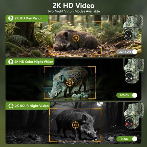 Vista 2 de Cámaras celulares 4G LTE, tarjeta SIM integrada y tarjeta SD, no necesita WiFi cámara de rastreo con vista en vivo 2K 360°, cámara de seguridad