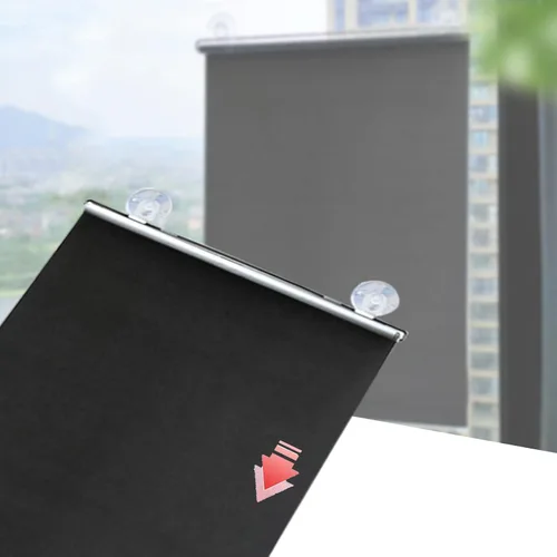 Vista 38 de Cortinas opacas para ventana, con ventosas, persianas enrollables sin taladro, 75% de protección UV, aislamiento térmico temporal, persianas Negro