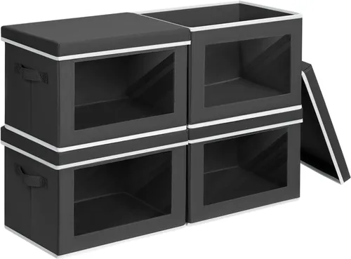 Vista 25 de Homsorout Contenedores de almacenamiento con tapas, organizadores pequeños de tela con ventana, contenedores de almacenamiento plegables para ropa