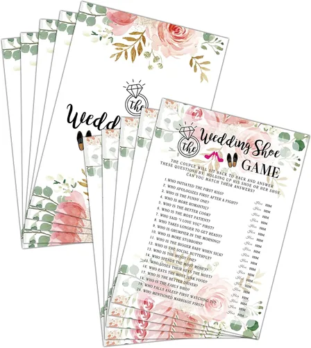 Vista 8 de Juego de despedida de soltera – What In Your Purse Tarjetas de fiesta para boda – Decoración floral de fiesta de boda – Suministros y actividades