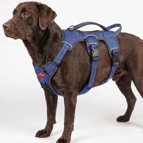 Vista 10 de Tuff Pupper Arnés para perro sin escape a prueba de escape, arnés ajustable de 5 puntos para perros, arneses acolchados para perros, arneses