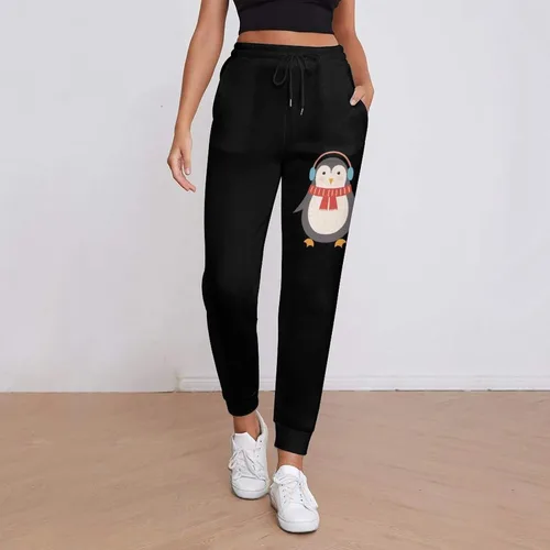 Vista 2 de Lindos pantalones deportivos de pingüino para mujer, cómodos pantalones de descanso para entrenamiento, senderismo, pantalones casuales con bolsillos