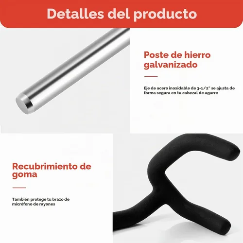 Vista 3 de Soporte de poste de micrófono de metal para soportes en C y soportes de micrófono, soporte de cuna mate antideslizante para micrófono