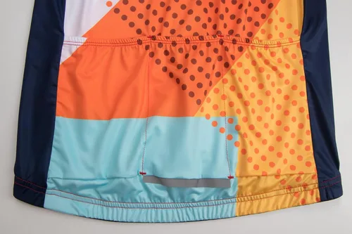 Vista 6 de Camiseta de ciclismo de manga larga para mujer, con 3 bolsillos traseros, transpirable, de secado rápido