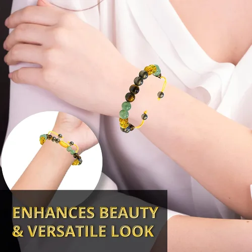Vista 75 de Adjustable Crystal Bracelet – Gemstone Bead Bracelet with Adjustable Macrame String – Chic Gemstone Bracelet for Men and Women – 8mm Round Healing