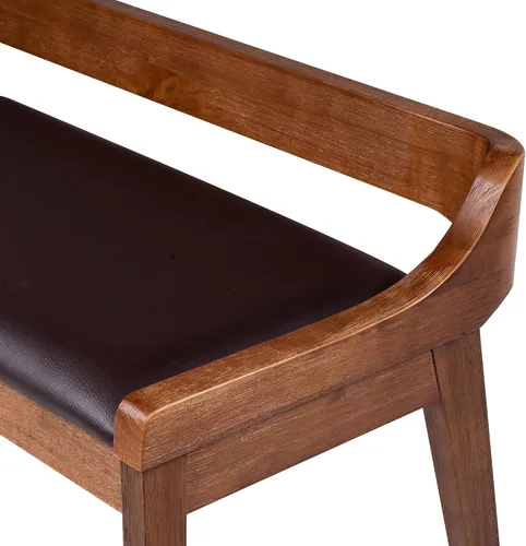 Vista 8 de Rasmus - Banco de comedor de madera de imitación de piel sintética, color marrón