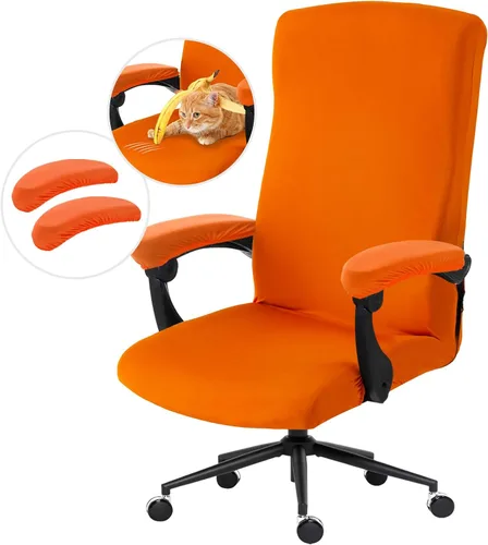 Vista 79 de Fundas elásticas resistentes al agua para sillas de computadora - Protectores lavables para respaldo giratorio y asiento para mascotas - Negro
