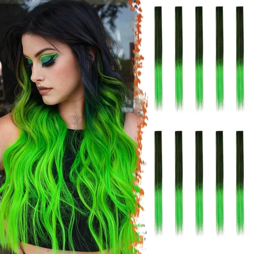 Vista 9 de BARSDAR Extensiones de cabello negro con clip, extensiones de cabello con clip de color para mujer, 22 pulgadas, 12 piezas, extensiones sintéticas