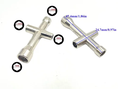 Vista 4 de Piezas de herramienta de limpieza de impresora 3D, llave 5 en 1 + herramienta de llave hexagonal en forma de L de 0.236 in y 0.276 in + llave
