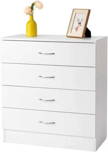 Vista 10 de Karl home Cómoda de 4 cajones, cómoda de almacenamiento moderna, mesita de noche de madera para dormitorio, sala de estar (negro)