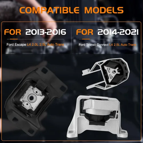 Vista 2 de Juego de 3 piezas de motor y montaje de transmisión compatible con Ford Escape 2013 2014 2015 2016, Transit Connect 2014-2021 2.0L 2.5L Motor