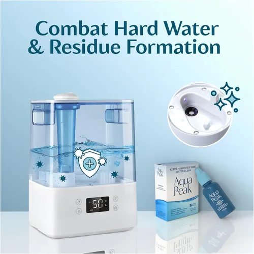 Vista 2 de Paquete de 2 gotas para humidificador para un tanque limpio - Más de 400 usos - Limpiador de humidificador de grado alimenticio - Retrasa