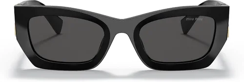 Vista 4 de Miu Miu Gafas de sol para mujer, montura negra, lentes gris oscuro, 2.087 in, Negro