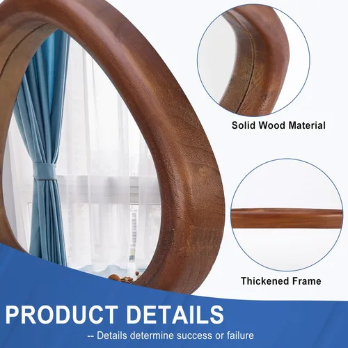Vista 4 de MAGFLERUM Espejo de pared irregular, espejos de madera asimétrica de 15 x 10 pulgadas, espejo de pared pequeño, para colgar vertical y Nogal negro