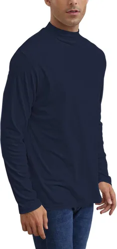 Vista 3 de Camisetas casuales de cuello alto falso para hombre, manga larga, térmicas, elásticas, básicas, ligeras, camisetas