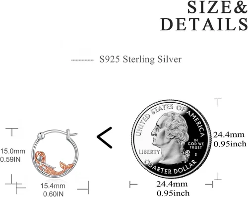Vista 11 de VONALA Bonitos aretes de aro de plata de ley 925, regalos de cumpleaños para mujer