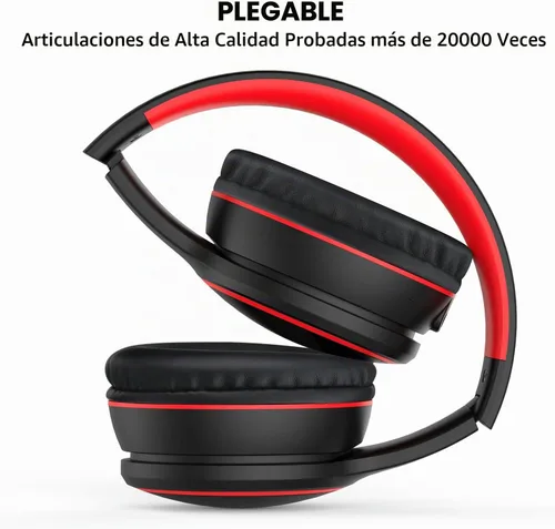 Vista 4 de B10 auriculares Bluetooth supraaurales, 2 modos de música EQ (Normal/Graves) y 50 horas de reproducción, auriculares inalámbricos con micrófono Negro