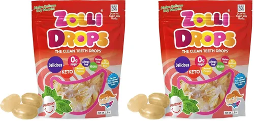 Vista 15 de Zolli Drops - Caramelos sin azúcar con xilitol, paletas sin colorantes, aptos para dieta cetogénica y diabética, golosinas aprobadas por dentistas