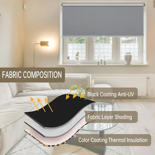 Vista 5 de Changshade Persianas Enrollables Opacas sin Cordón para Ventanas, Persianas de Parada Libre con Cenefa, Aislamiento Térmico Protección UV Gris