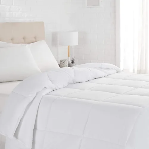 Vista 7 de Amazon Basics Edredón alternativo de plumón blanco e relleno de edredón con pestañas en las esquinas, lavable a máquina, tamaño individual