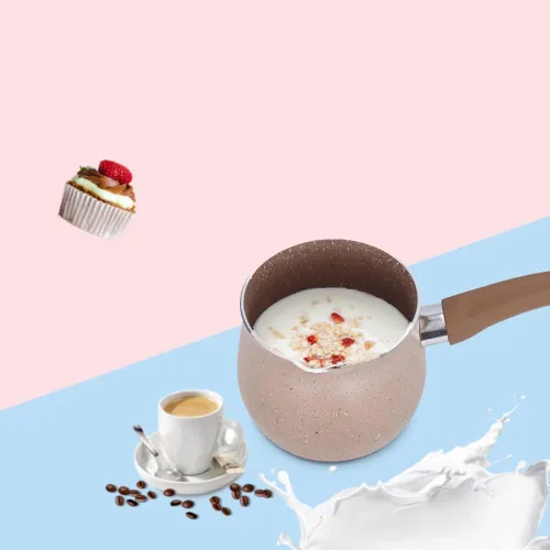 Vista 2 de Sartén de leche antiadherente ligera, diseño ergonómico, mini cafetera de leche para café, mantequilla, chocolate, juegos de té de 3.9 in, teteras